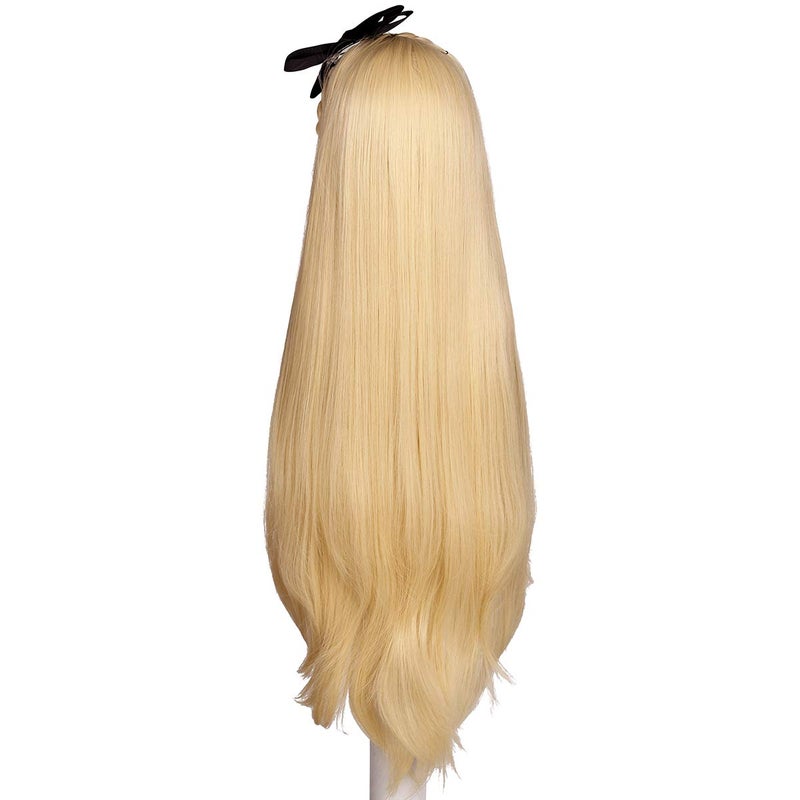 ColorGround Wig with Black Bow and Rhinestones for Cosplay and Cons (Long Blonde) - Image 4